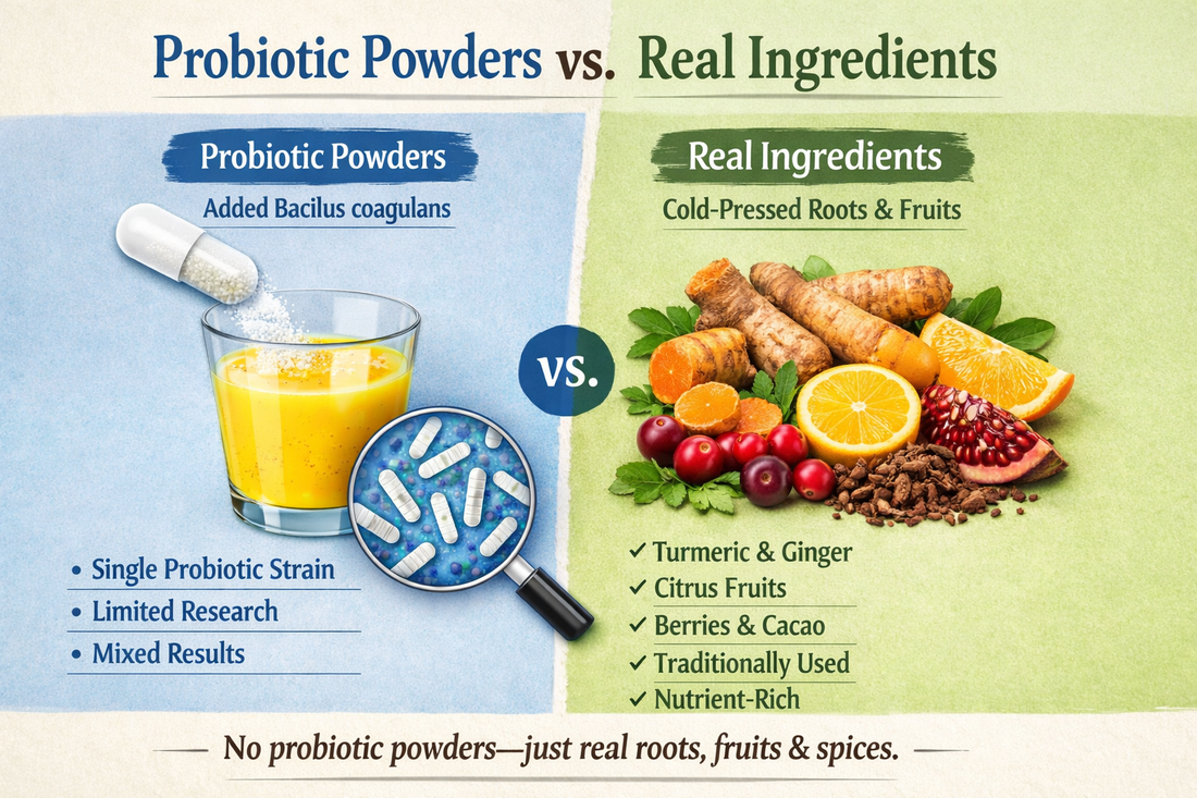 Why We Don’t Add Probiotic Powders to Our Wellness Shots