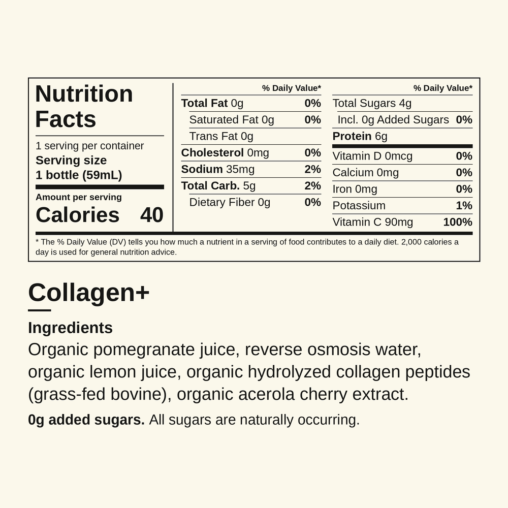 Nutrition facts and ingredients for Collagen+